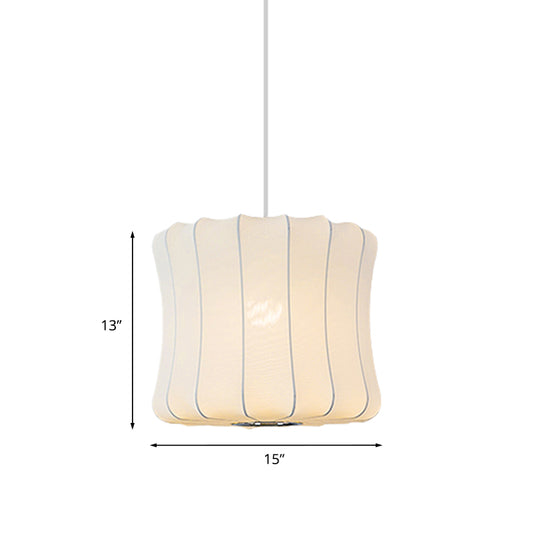 Modern 1 Light Suspension Pendant with Fabric Shade White Lantern Hanging Ceiling Light Clearhalo 'Ceiling Lights' 'Modern Pendants' 'Modern' 'Pendant Lights' 'Pendants' Lighting' 771085