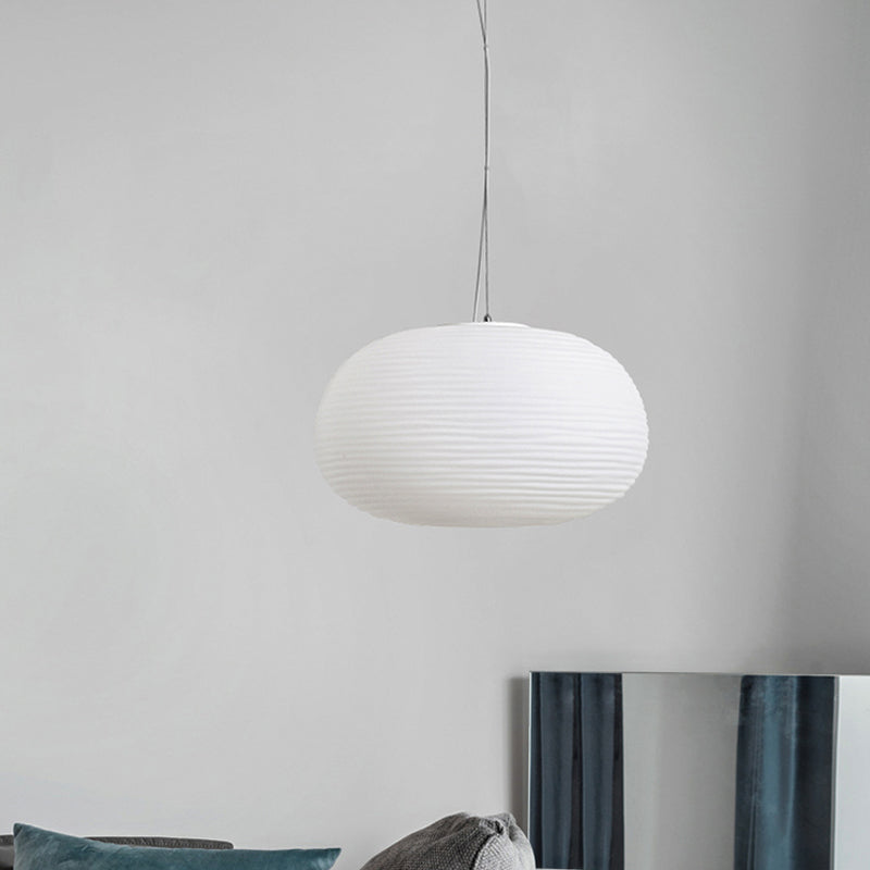 Cocoon Pendant Ceiling Light Post Modern Ribbed Glass 1 Light White Hanging Light Clearhalo 'Ceiling Lights' 'Glass shade' 'Glass' 'Modern Pendants' 'Modern' 'Pendant Lights' 'Pendants' Lighting' 771098