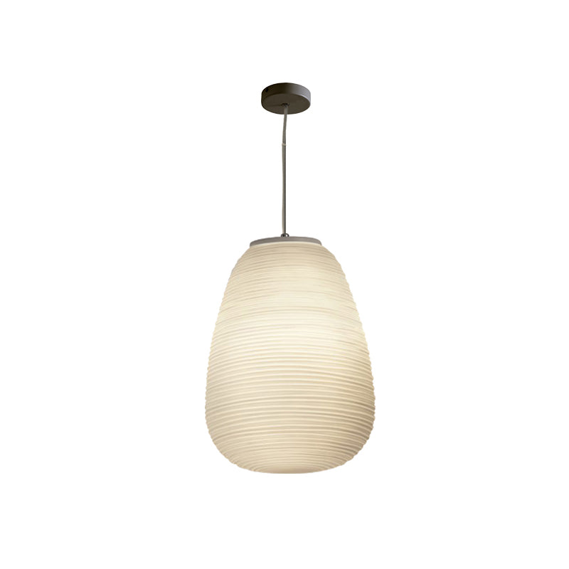 Cocoon Pendant Ceiling Light Post Modern Ribbed Glass 1 Light White Hanging Light Clearhalo 'Ceiling Lights' 'Glass shade' 'Glass' 'Modern Pendants' 'Modern' 'Pendant Lights' 'Pendants' Lighting' 771104