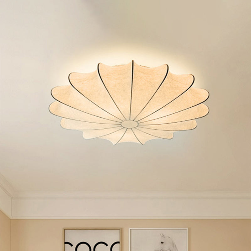 16"/23.5"W Scalloped Flush Mount Light Contemporary Fabric 1/3 Light White Flush Ceiling Light Clearhalo 'Ceiling Lights' 'Close To Ceiling Lights' 'Close to ceiling' 'Flush mount' Lighting' 771113