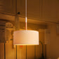 Drum Ceiling Pendant Light Simple Fabric 10"/16" Dia 1 Light White/Black Hanging Lamp Kit Clearhalo 'Ceiling Lights' 'Modern Pendants' 'Modern' 'Pendant Lights' 'Pendants' Lighting' 771125