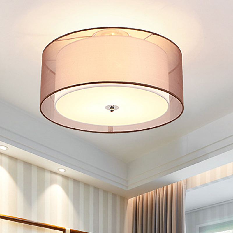 LED Bedroom Ceiling Light Modernism with Cylinder Fabric Shade Black Flush Mount Lamp Black Clearhalo 'Ceiling Lights' 'Close To Ceiling Lights' 'Close to ceiling' 'Flush mount' Lighting' 771127