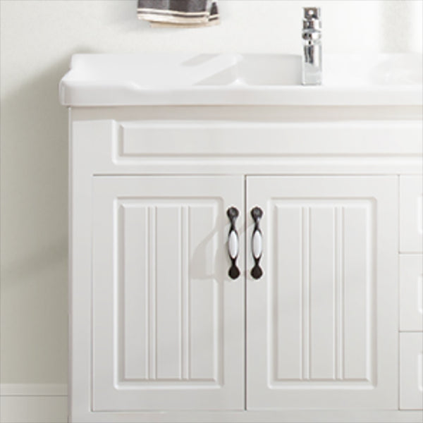 Wood Modern Sink Vanity Freestanding Bathroom Vanity with Mirror Clearhalo 'Bathroom Remodel & Bathroom Fixtures' 'Bathroom Vanities' 'bathroom_vanities' 'Home Improvement' 'home_improvement' 'home_improvement_bathroom_vanities' 7712219