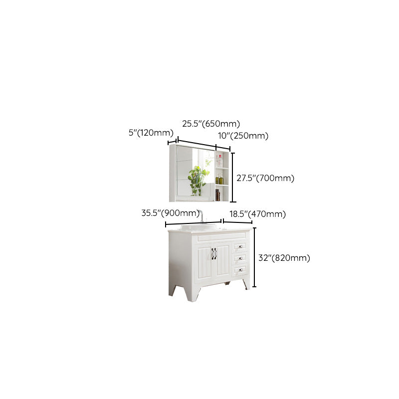 Wood Modern Sink Vanity Freestanding Bathroom Vanity with Mirror Clearhalo 'Bathroom Remodel & Bathroom Fixtures' 'Bathroom Vanities' 'bathroom_vanities' 'Home Improvement' 'home_improvement' 'home_improvement_bathroom_vanities' 7712242