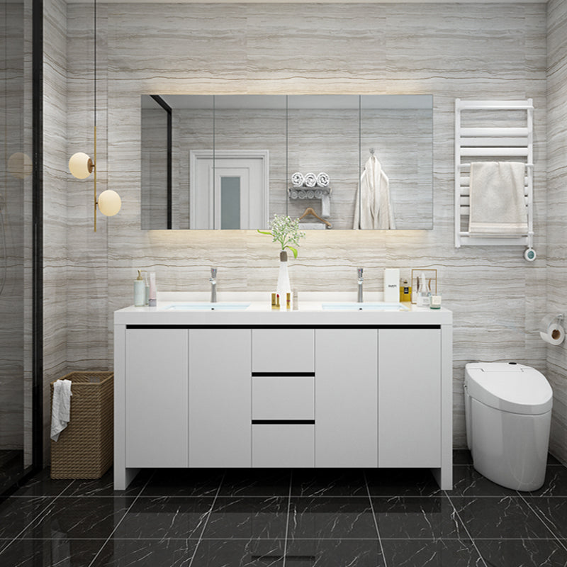Modern White Wood Sink Vanity Faucet Included with Mirror for Bathroom Vanity & Faucet & Mirror Cabinet https: res.litfad.com site img item 2023 03 02 7712286 1200x1200.jpg Clearhalo 'Bathroom Remodel & Bathroom Fixtures' 'Bathroom Vanities' 'bathroom_vanities' 'Home Improvement' 'home_improvement' 'home_improvement_bathroom_vanities' 7712286