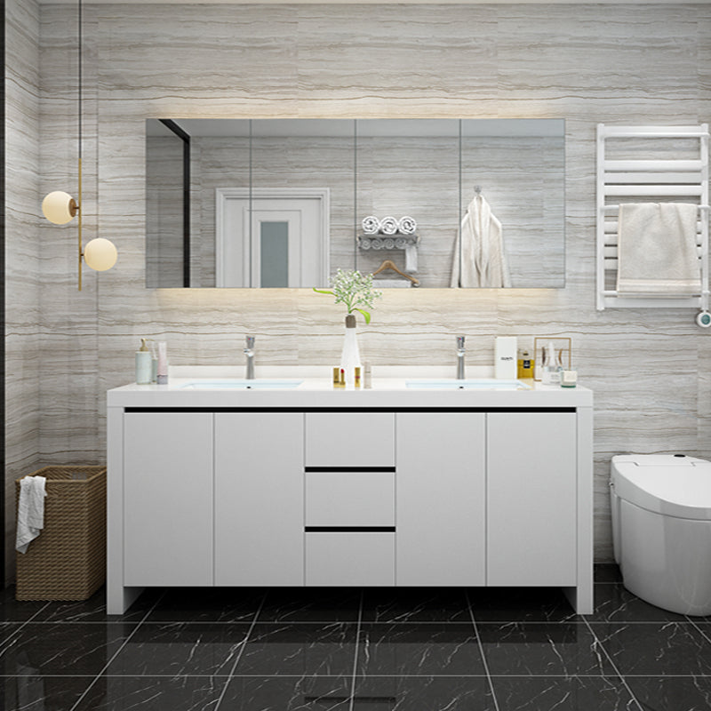 Modern White Wood Sink Vanity Faucet Included with Mirror for Bathroom Vanity & Faucet & Mirror Cabinet https: res.litfad.com site img item 2023 03 04 7712288 1200x1200.jpg Clearhalo 'Bathroom Remodel & Bathroom Fixtures' 'Bathroom Vanities' 'bathroom_vanities' 'Home Improvement' 'home_improvement' 'home_improvement_bathroom_vanities' 7712288