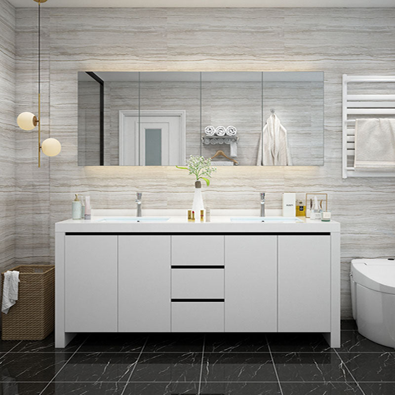 Modern White Wood Sink Vanity Faucet Included with Mirror for Bathroom Vanity & Faucet & Mirror Cabinet https: res.litfad.com site img item 2023 03 23 7712289 1200x1200.jpg Clearhalo 'Bathroom Remodel & Bathroom Fixtures' 'Bathroom Vanities' 'bathroom_vanities' 'Home Improvement' 'home_improvement' 'home_improvement_bathroom_vanities' 7712289