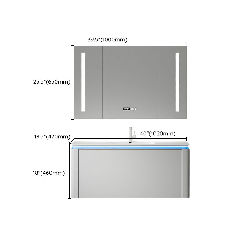 Modern Metal White Wall Mount Bathroom Sink Vanity Faucet Included with Mirror Clearhalo 'Bathroom Remodel & Bathroom Fixtures' 'Bathroom Vanities' 'bathroom_vanities' 'Home Improvement' 'home_improvement' 'home_improvement_bathroom_vanities' 7715198