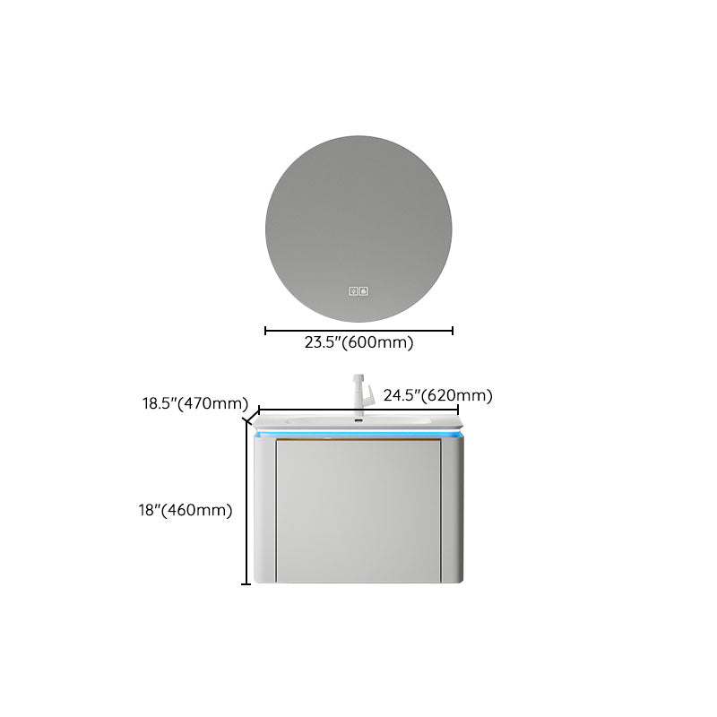 Modern Metal White Wall Mount Bathroom Sink Vanity Faucet Included with Mirror Clearhalo 'Bathroom Remodel & Bathroom Fixtures' 'Bathroom Vanities' 'bathroom_vanities' 'Home Improvement' 'home_improvement' 'home_improvement_bathroom_vanities' 7715204