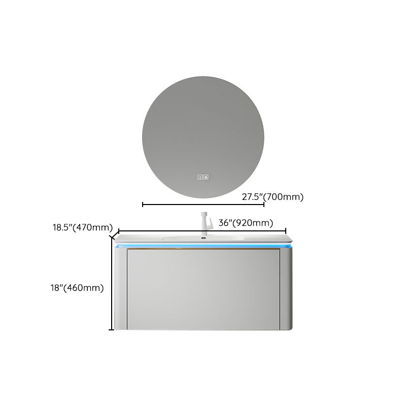 Modern Metal White Wall Mount Bathroom Sink Vanity Faucet Included with Mirror Clearhalo 'Bathroom Remodel & Bathroom Fixtures' 'Bathroom Vanities' 'bathroom_vanities' 'Home Improvement' 'home_improvement' 'home_improvement_bathroom_vanities' 7715207