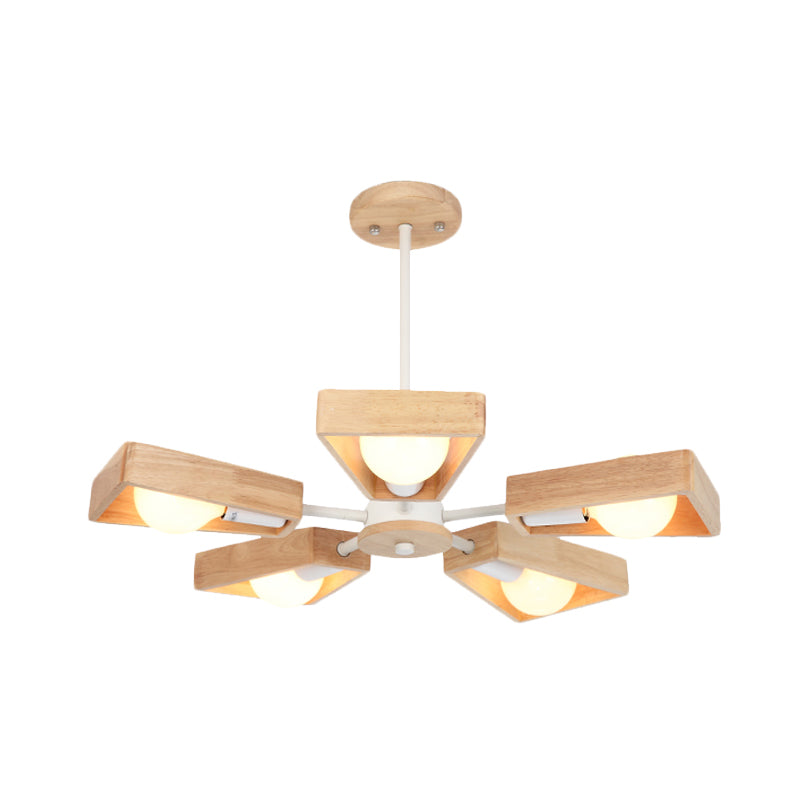 Rotatable Modern Trapezoid Chandelier Wooden Multi-Head Pendant Light for Dining Room Clearhalo 'Carpenter Chandeliers' 'Ceiling Lights' 'Chandeliers' 'Industrial' 'Modern Chandeliers' 'Modern' Lighting' 771598_96cde4e0-d572-43ee-b7f1-15c4289c950e