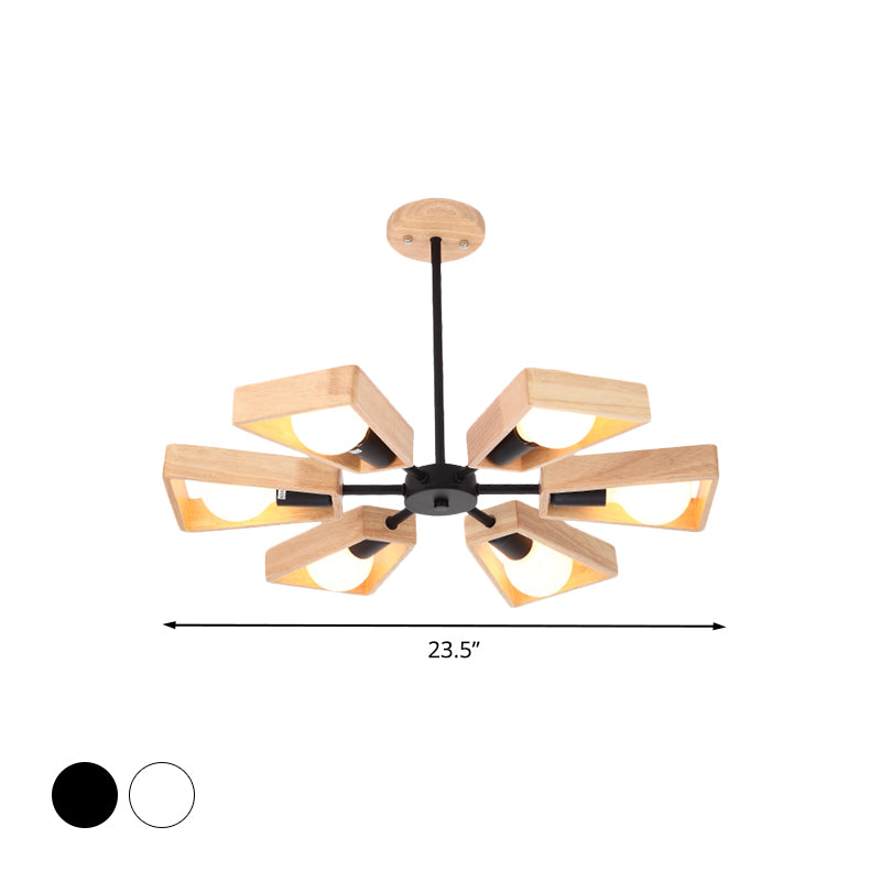 Rotatable Modern Trapezoid Chandelier Wooden Multi-Head Pendant Light for Dining Room Clearhalo 'Carpenter Chandeliers' 'Ceiling Lights' 'Chandeliers' 'Industrial' 'Modern Chandeliers' 'Modern' Lighting' 771602_66693232-abb8-4a78-8000-d4bd70aa31f0