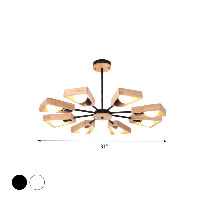 Rotatable Modern Trapezoid Chandelier Wooden Multi-Head Pendant Light for Dining Room Clearhalo 'Carpenter Chandeliers' 'Ceiling Lights' 'Chandeliers' 'Industrial' 'Modern Chandeliers' 'Modern' Lighting' 771609_d2760bab-be75-43fd-8428-8f2876e246b5