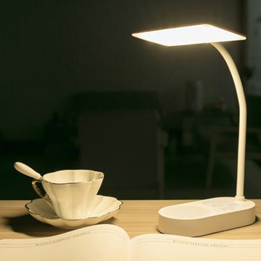 White Rectangular Panel Shade Desk Lamp Modern Simple LED Reading Light for Bedside Clearhalo 'Desk Lamps' 'Lamps' Lighting' 771634