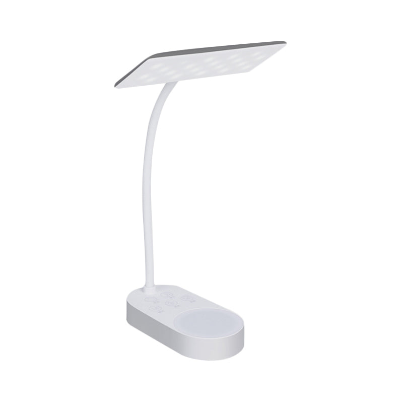 White Rectangular Panel Shade Desk Lamp Modern Simple LED Reading Light for Bedside Clearhalo 'Desk Lamps' 'Lamps' Lighting' 771635