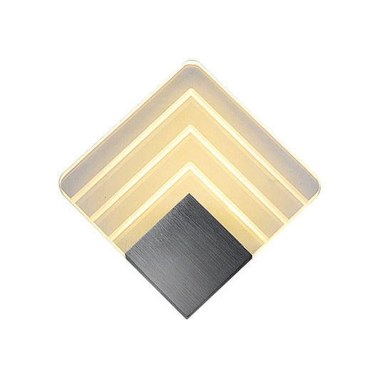 5.5"/8" Wide Square LED Wall Sconce Simplicity Acrylic LED Aged Silver/Black Wall Light Sconce Clearhalo 'Modern wall lights' 'Modern' 'Wall Lamps & Sconces' 'Wall Lights' Lighting' 771821