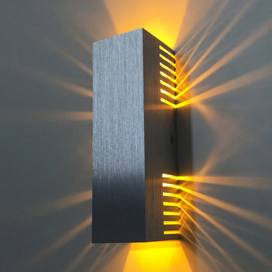 Simple Style LED Wall Light with Aluminum Shade Brushed Silver Rectangular Wall Mounted Lamp in Warm/White Light Silver Clearhalo 'Cast Iron' 'Glass' 'Industrial' 'Modern wall lights' 'Modern' 'Tiffany' 'Traditional wall lights' 'Wall Lamps & Sconces' 'Wall Lights' Lighting' 771843