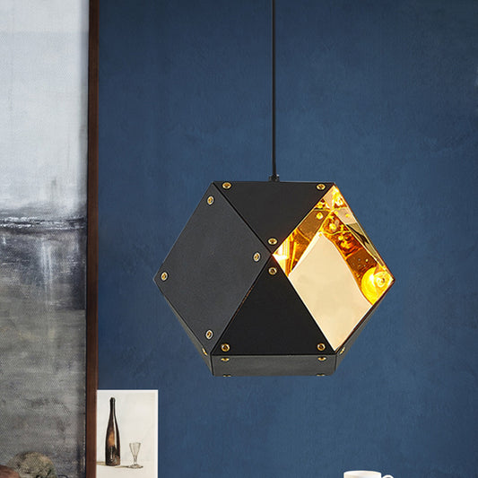 8/12 Heads Multifaceted Metal Chandelier Light Modern Black/White Dining Room Pendant Light Fixture 1 Black