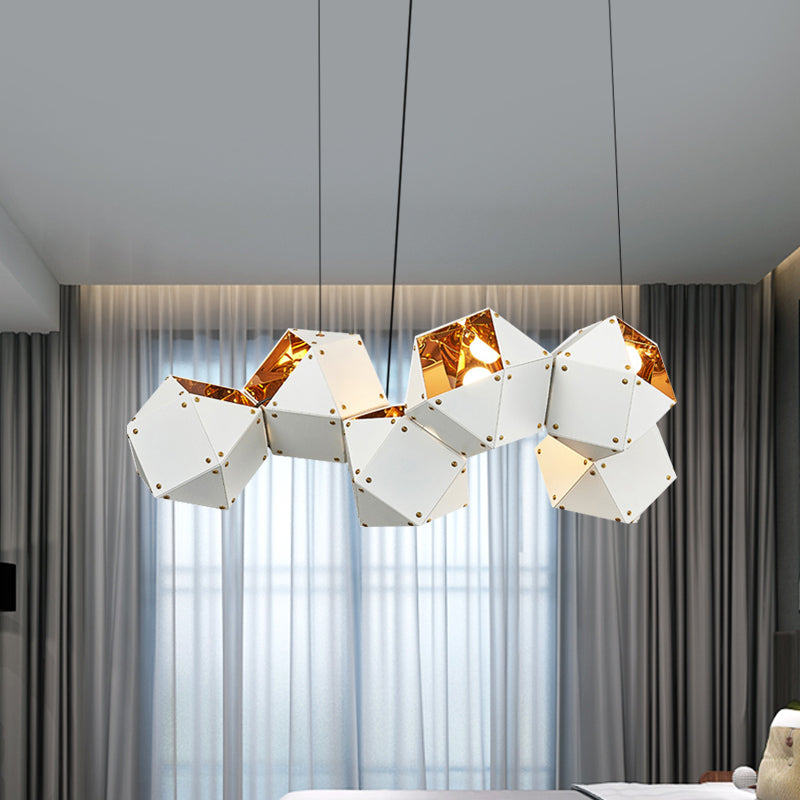 8/12 Heads Multifaceted Metal Chandelier Light Modern Black/White Dining Room Pendant Light Fixture Clearhalo 'Ceiling Lights' 'Chandeliers' 'Modern Chandeliers' 'Modern' Lighting' 771881