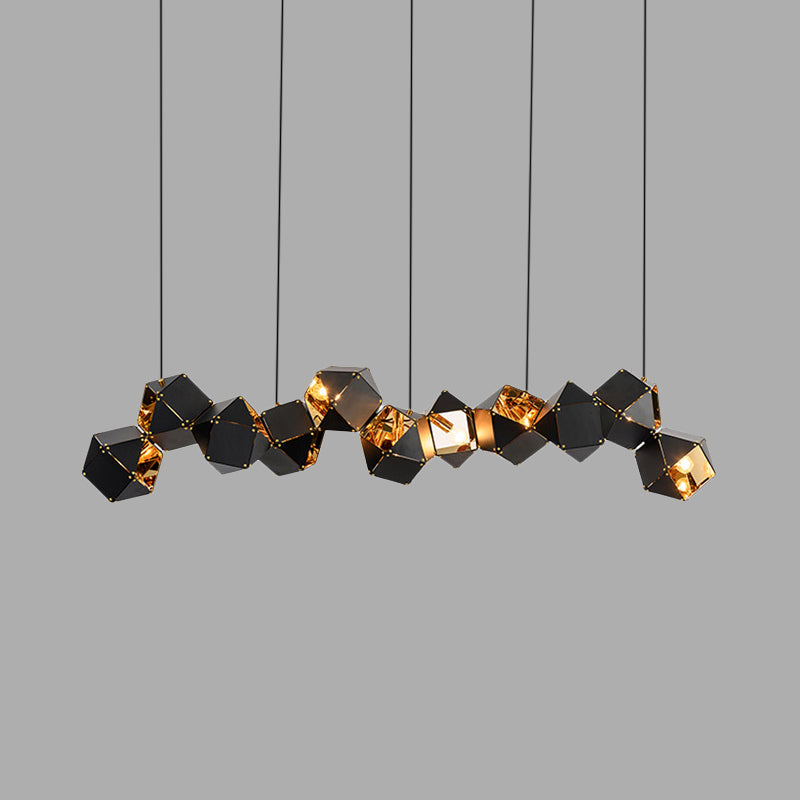 8/12 Heads Multifaceted Metal Chandelier Light Modern Black/White Dining Room Pendant Light Fixture Clearhalo 'Ceiling Lights' 'Chandeliers' 'Modern Chandeliers' 'Modern' Lighting' 771901
