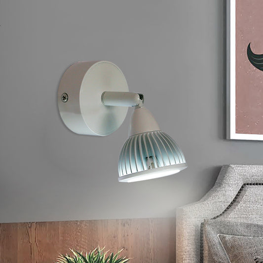 Rotatable Domed Wall Sconce Light Modern Metal LED Black/White Wall Lamp with/without Switch in Warm/White Light Clearhalo 'Cast Iron' 'Glass' 'Industrial' 'Modern wall lights' 'Modern' 'Tiffany' 'Traditional wall lights' 'Wall Lamps & Sconces' 'Wall Lights' Lighting' 771997