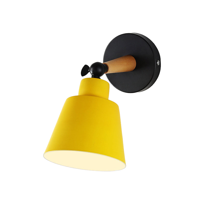 Macaron Loft Bucket Sconce Light Rotatable One Head Metal Wall Lamp for Restaurant Hotel Clearhalo 'Wall Lamps & Sconces' 'Wall Lights' Lighting' 772011