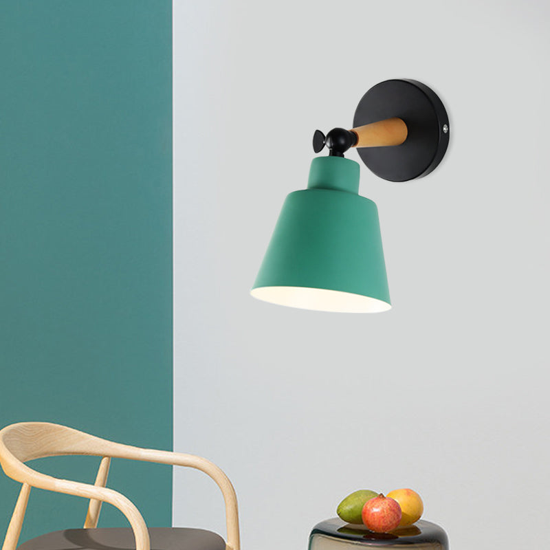 Macaron Loft Bucket Sconce Light Rotatable One Head Metal Wall Lamp for Restaurant Hotel Clearhalo 'Wall Lamps & Sconces' 'Wall Lights' Lighting' 772015