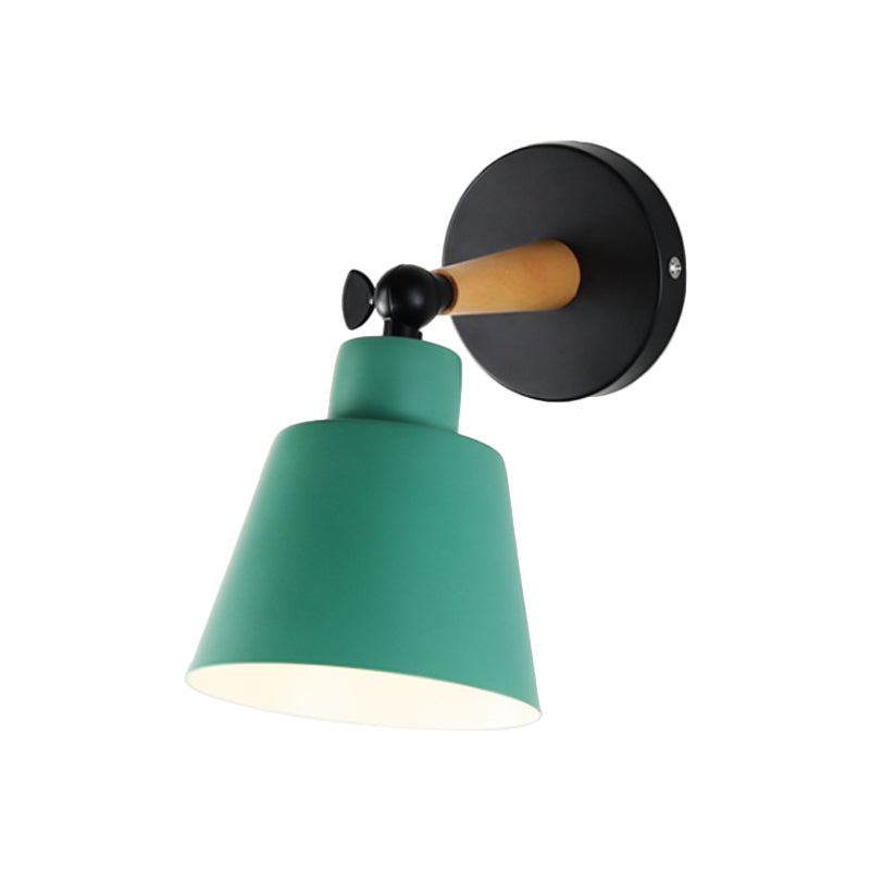 Macaron Loft Bucket Sconce Light Rotatable One Head Metal Wall Lamp for Restaurant Hotel Clearhalo 'Wall Lamps & Sconces' 'Wall Lights' Lighting' 772016