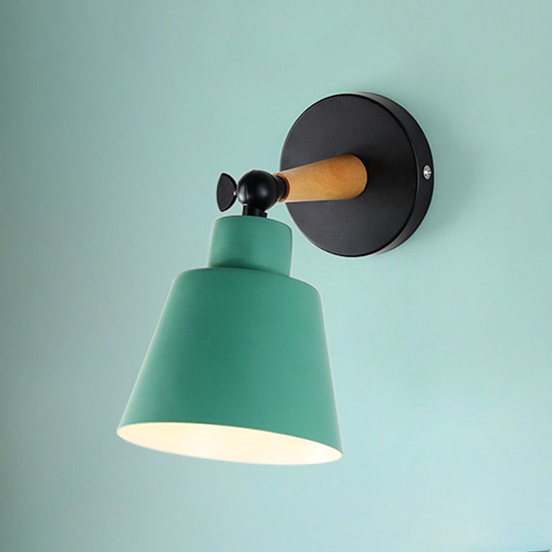 Macaron Loft Bucket Sconce Light Rotatable One Head Metal Wall Lamp for Restaurant Hotel Clearhalo 'Wall Lamps & Sconces' 'Wall Lights' Lighting' 772017