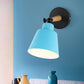 Macaron Loft Bucket Sconce Light Rotatable One Head Metal Wall Lamp for Restaurant Hotel Blue Clearhalo 'Wall Lamps & Sconces' 'Wall Lights' Lighting' 772018