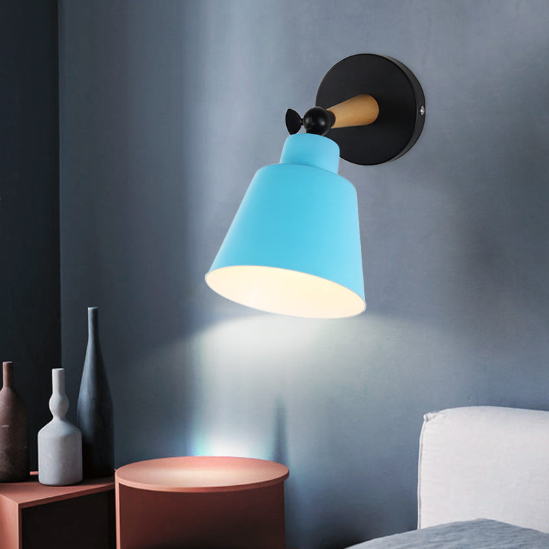Macaron Loft Bucket Sconce Light Rotatable One Head Metal Wall Lamp for Restaurant Hotel Clearhalo 'Wall Lamps & Sconces' 'Wall Lights' Lighting' 772019