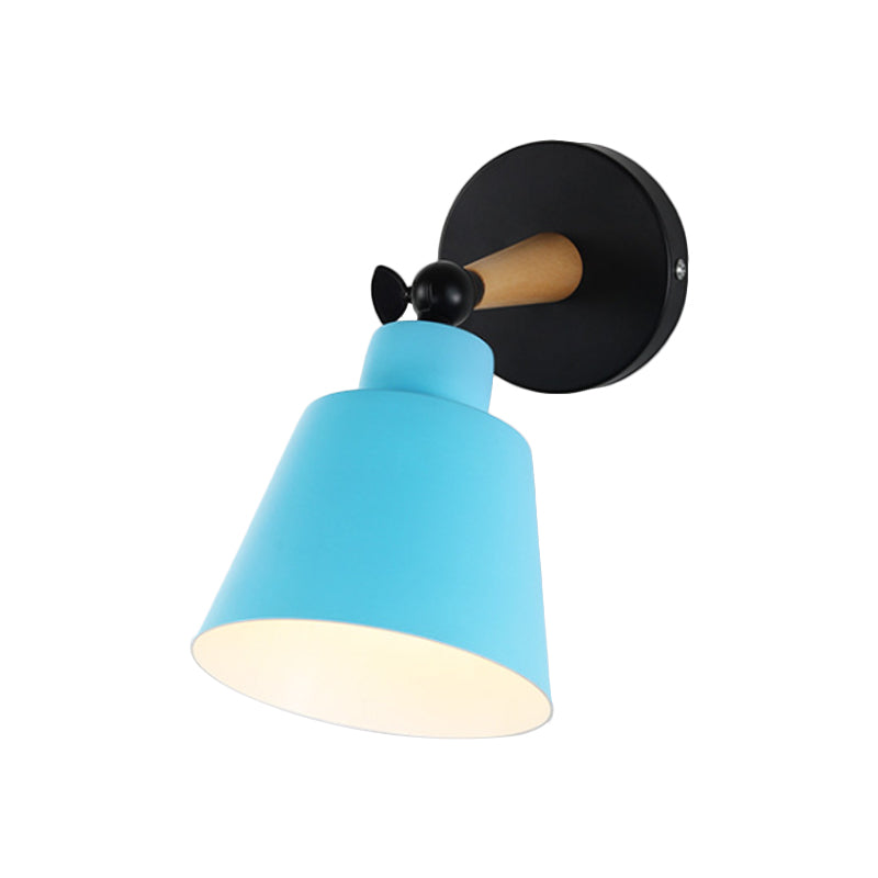 Macaron Loft Bucket Sconce Light Rotatable One Head Metal Wall Lamp for Restaurant Hotel Clearhalo 'Wall Lamps & Sconces' 'Wall Lights' Lighting' 772020