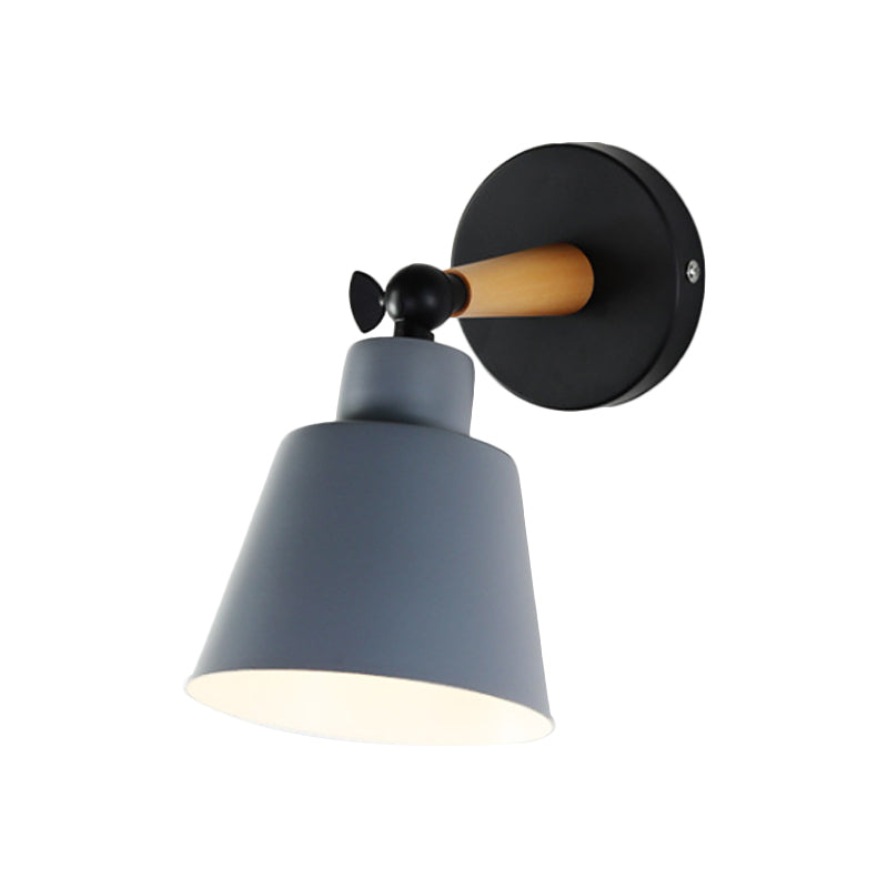 Macaron Loft Bucket Sconce Light Rotatable One Head Metal Wall Lamp for Restaurant Hotel Clearhalo 'Wall Lamps & Sconces' 'Wall Lights' Lighting' 772024