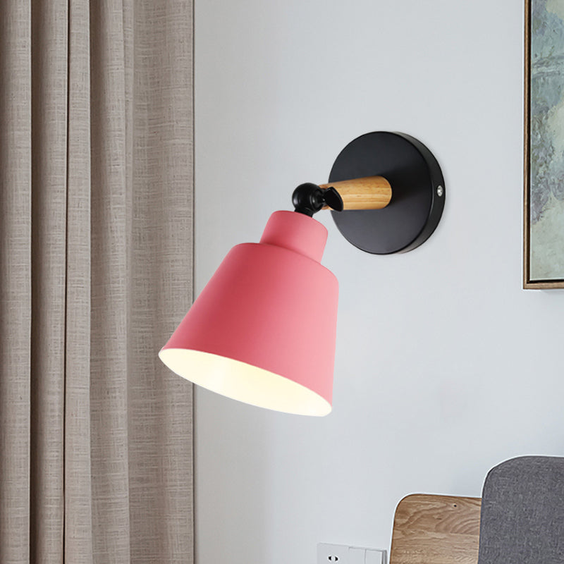 Macaron Loft Bucket Sconce Light Rotatable One Head Metal Wall Lamp for Restaurant Hotel Clearhalo 'Wall Lamps & Sconces' 'Wall Lights' Lighting' 772027