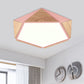 Flat Pentagon Ceiling Mount Light Macaron Stylish Wood LED Flush Light for Kids Bedroom Pink Clearhalo 'Ceiling Lights' 'Close To Ceiling Lights' 'Close to ceiling' 'Flush mount' Lighting' 772039