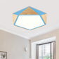 Flat Pentagon Ceiling Mount Light Macaron Stylish Wood LED Flush Light for Kids Bedroom Clearhalo 'Ceiling Lights' 'Close To Ceiling Lights' 'Close to ceiling' 'Flush mount' Lighting' 772048