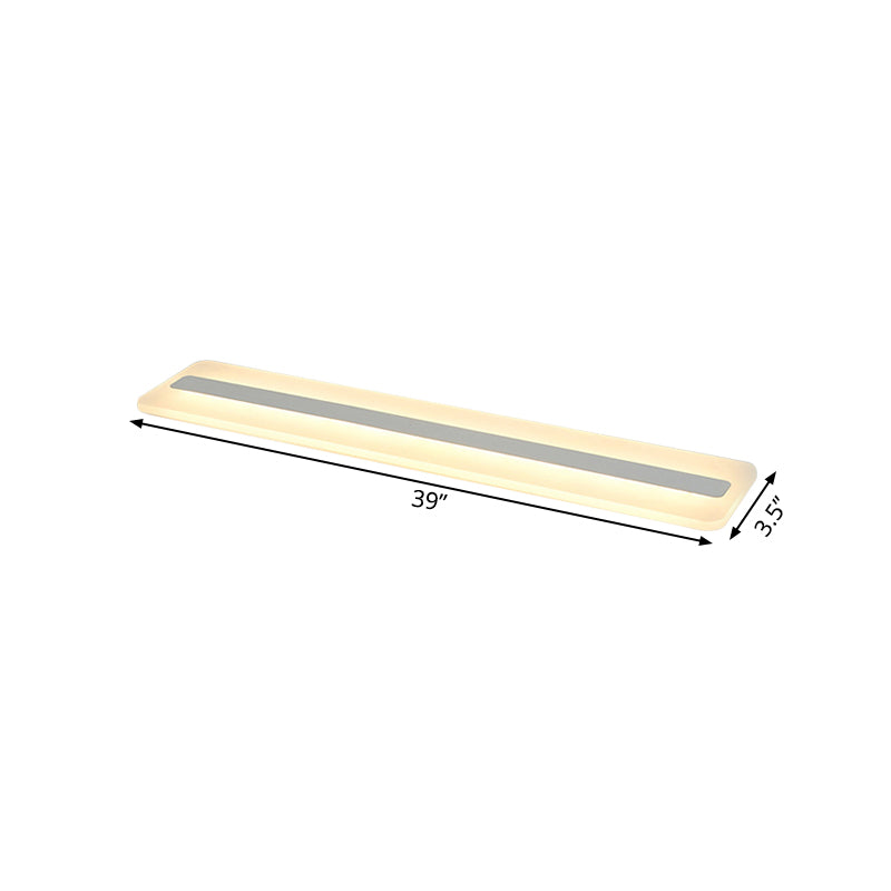 16"/23.5"/31.5" Wide Linear Acrylic Flush Mount Light Modern LED White Ceiling Mounted Fixture in Warm/White Light Clearhalo 'Ceiling Lights' 'Close To Ceiling Lights' 'Close to ceiling' 'Flush mount' Lighting' 772090