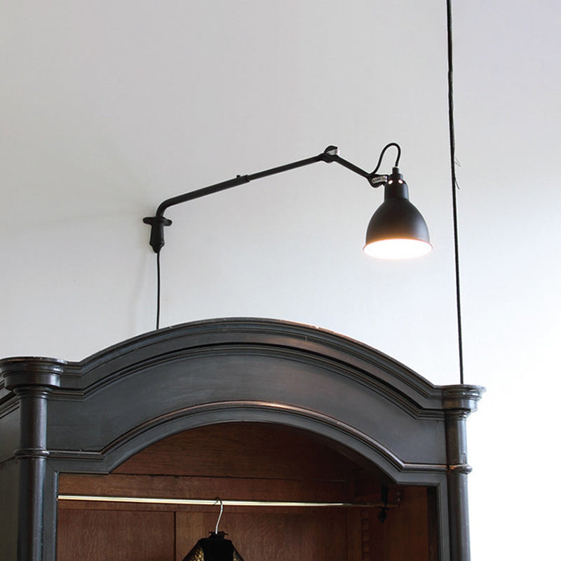 Metallic Bowl Shaped Wall Sconce Modernist Style 1 Light Black/White Sconce Lighting Fixture for Bedroom Black Clearhalo 'Cast Iron' 'Glass' 'Industrial' 'Modern wall lights' 'Modern' 'Tiffany' 'Traditional wall lights' 'Wall Lamps & Sconces' 'Wall Lights' Lighting' 772110