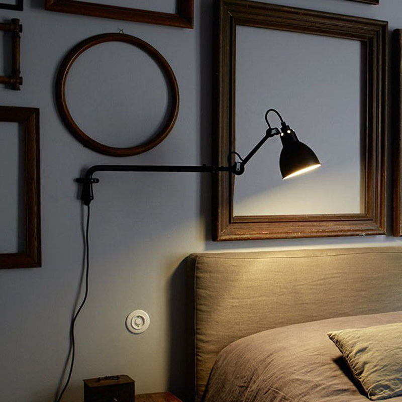 Metallic Bowl Shaped Wall Sconce Modernist Style 1 Light Black/White Sconce Lighting Fixture for Bedroom Clearhalo 'Cast Iron' 'Glass' 'Industrial' 'Modern wall lights' 'Modern' 'Tiffany' 'Traditional wall lights' 'Wall Lamps & Sconces' 'Wall Lights' Lighting' 772111