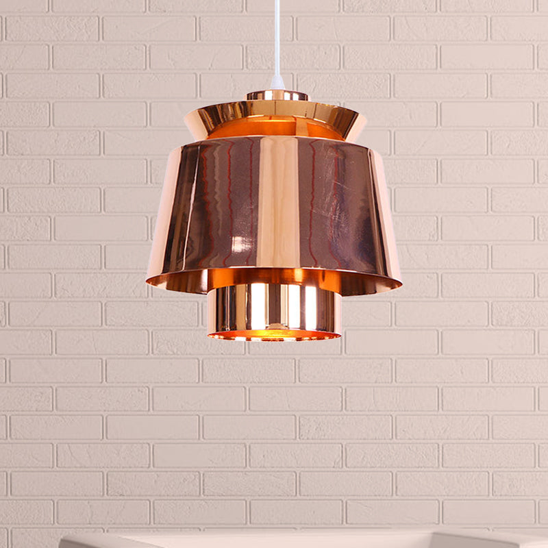 Mirror Pendant Light with Tapered Shade Designer Style Metal Ceiling Pendant in Rose Gold Clearhalo 'Art Deco Pendants' 'Cast Iron' 'Ceiling Lights' 'Ceramic' 'Crystal' 'Industrial Pendants' 'Industrial' 'Metal' 'Middle Century Pendants' 'Pendant Lights' 'Pendants' 'Tiffany' Lighting' 772233