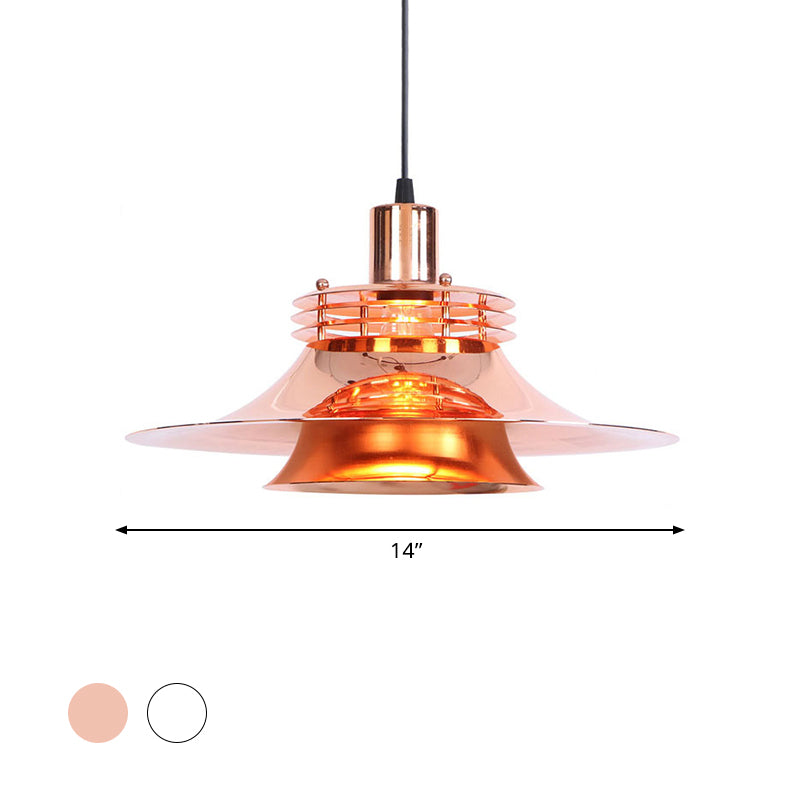 Metallic Flared Hanging Lamp 1 Light Industrial Indoor Pendant Light for Dining Room Clearhalo 'Art Deco Pendants' 'Cast Iron' 'Ceiling Lights' 'Ceramic' 'Crystal' 'Industrial Pendants' 'Industrial' 'Metal' 'Middle Century Pendants' 'Pendant Lights' 'Pendants' 'Tiffany' Lighting' 772240
