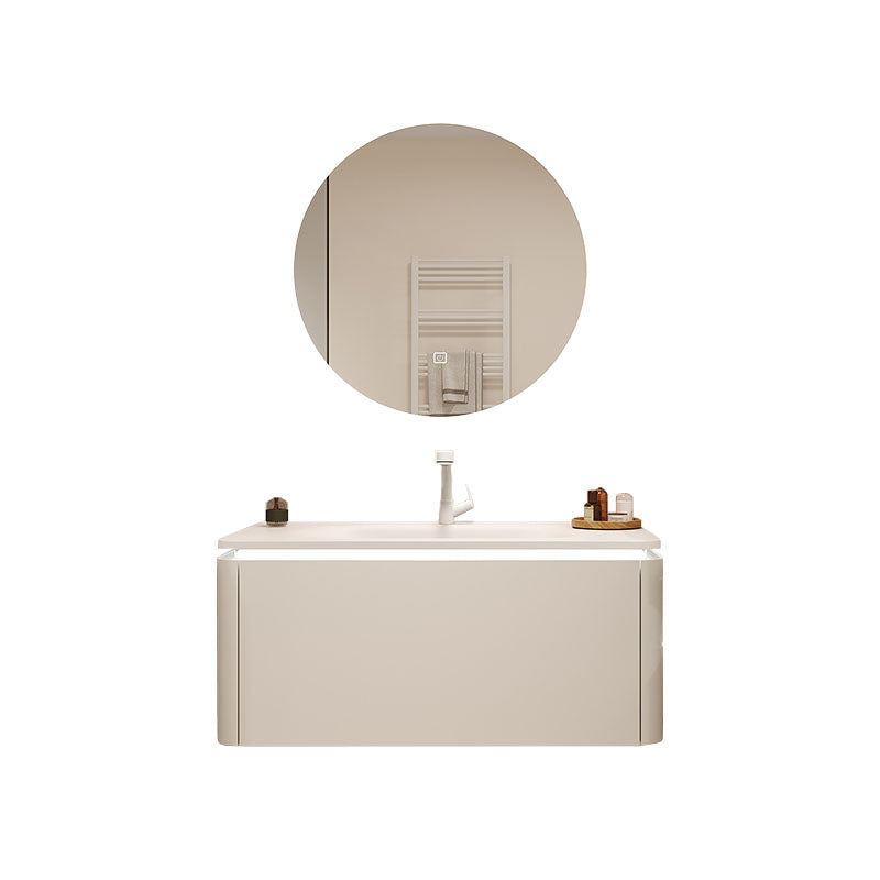 Wall Mount Faucet Included Bathroom Sink Vanity with Mirror Sink Vanity & Faucet & Round Mirror Clearhalo 'Bathroom Remodel & Bathroom Fixtures' 'Bathroom Vanities' 'bathroom_vanities' 'Home Improvement' 'home_improvement' 'home_improvement_bathroom_vanities' 7725007