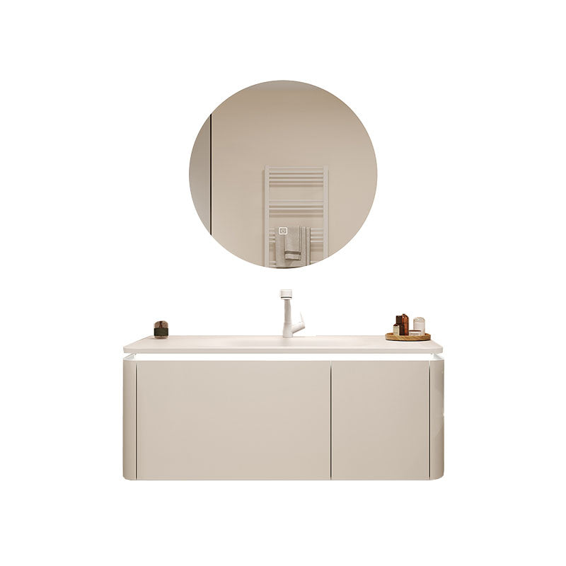 Wall Mount Faucet Included Bathroom Sink Vanity with Mirror Sink Vanity & Faucet & Round Mirror Clearhalo 'Bathroom Remodel & Bathroom Fixtures' 'Bathroom Vanities' 'bathroom_vanities' 'Home Improvement' 'home_improvement' 'home_improvement_bathroom_vanities' 7725008