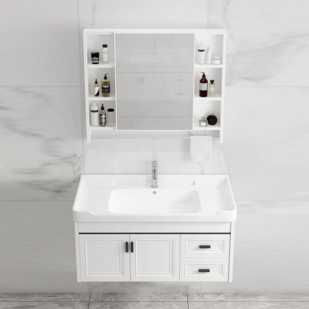 Modern White Wall Mount Bathroom Sink Vanity with Faucet Sink Clearhalo 'Bathroom Remodel & Bathroom Fixtures' 'Bathroom Vanities' 'bathroom_vanities' 'Home Improvement' 'home_improvement' 'home_improvement_bathroom_vanities' 7725319