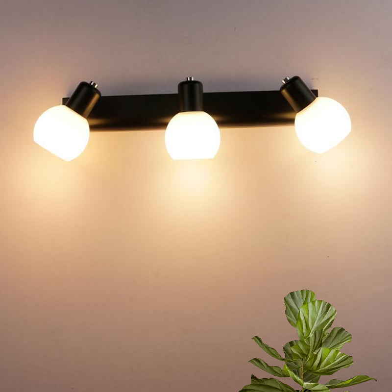 Multi Globe Opal Glass Wall Hanging Light Modern 3-Bulb Bathroom Sconce Lamp in Black/White Clearhalo 'Cast Iron' 'Glass' 'Industrial' 'Modern wall lights' 'Modern' 'Tiffany' 'Traditional wall lights' 'Wall Lamps & Sconces' 'Wall Lights' Lighting' 773115