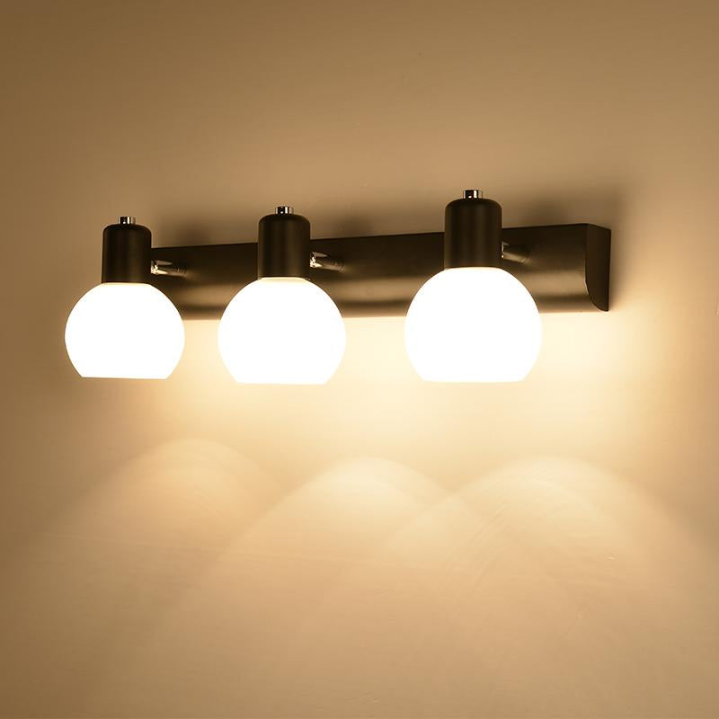 Multi Globe Opal Glass Wall Hanging Light Modern 3-Bulb Bathroom Sconce Lamp in Black/White Clearhalo 'Cast Iron' 'Glass' 'Industrial' 'Modern wall lights' 'Modern' 'Tiffany' 'Traditional wall lights' 'Wall Lamps & Sconces' 'Wall Lights' Lighting' 773117