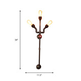 Steampunk Exposed Sconce Lighting 3 Lights Metallic Wall Lighting Fixture with Trident Pipe in Bronze Clearhalo 'Art deco wall lights' 'Cast Iron' 'Glass' 'Industrial wall lights' 'Industrial' 'Middle century wall lights' 'Modern' 'Rustic wall lights' 'Tiffany' 'Traditional wall lights' 'Wall Lamps & Sconces' 'Wall Lights' Lighting' 773127