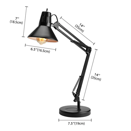 Metallic Black Reading Light Conic Shade 1 Bulb Industrial Style Standing Desk Light with Adjustable Arm - Clearhalo - 'Desk Lamps' - 'Lamps' - Lighting' - 773175