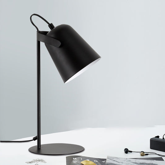 Macoron Style Tapered Desk Lighting 1 Light Metallic Rotatable Reading Light in Black/White for Bedroom Clearhalo 'Desk Lamps' 'Lamps' Lighting' 773177