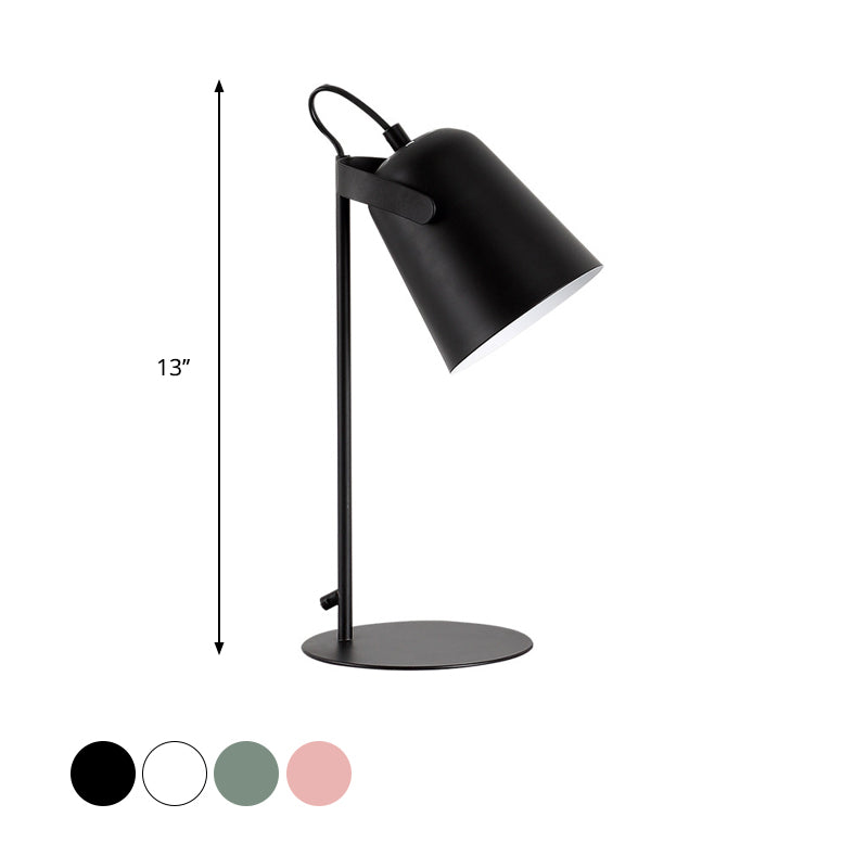 Macoron Style Tapered Desk Lighting 1 Light Metallic Rotatable Reading Light in Black/White for Bedroom Clearhalo 'Desk Lamps' 'Lamps' Lighting' 773180